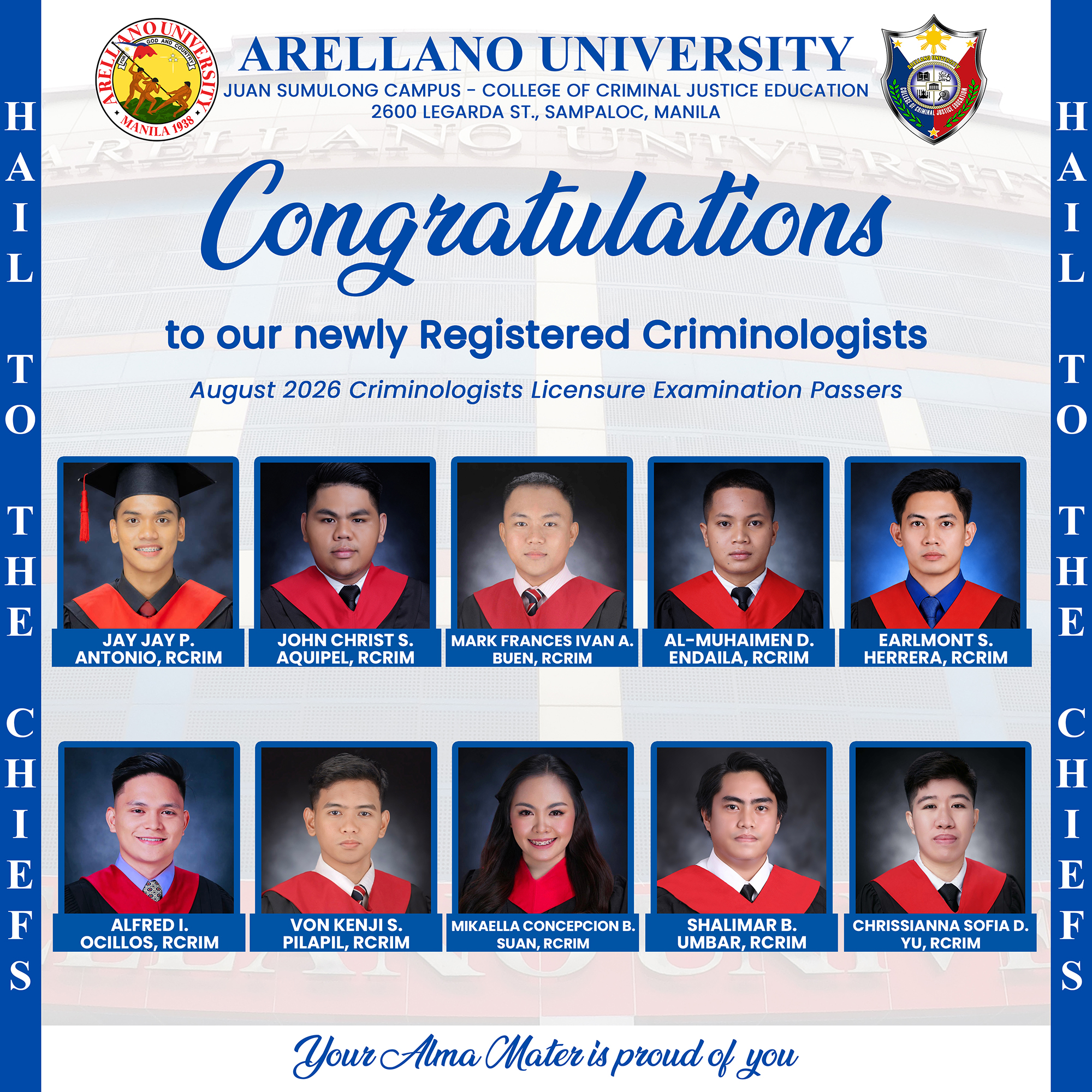 10 Passers, 10 New Defenders: AU–Legarda Conquers the August 2026 Criminologist Board Exam!