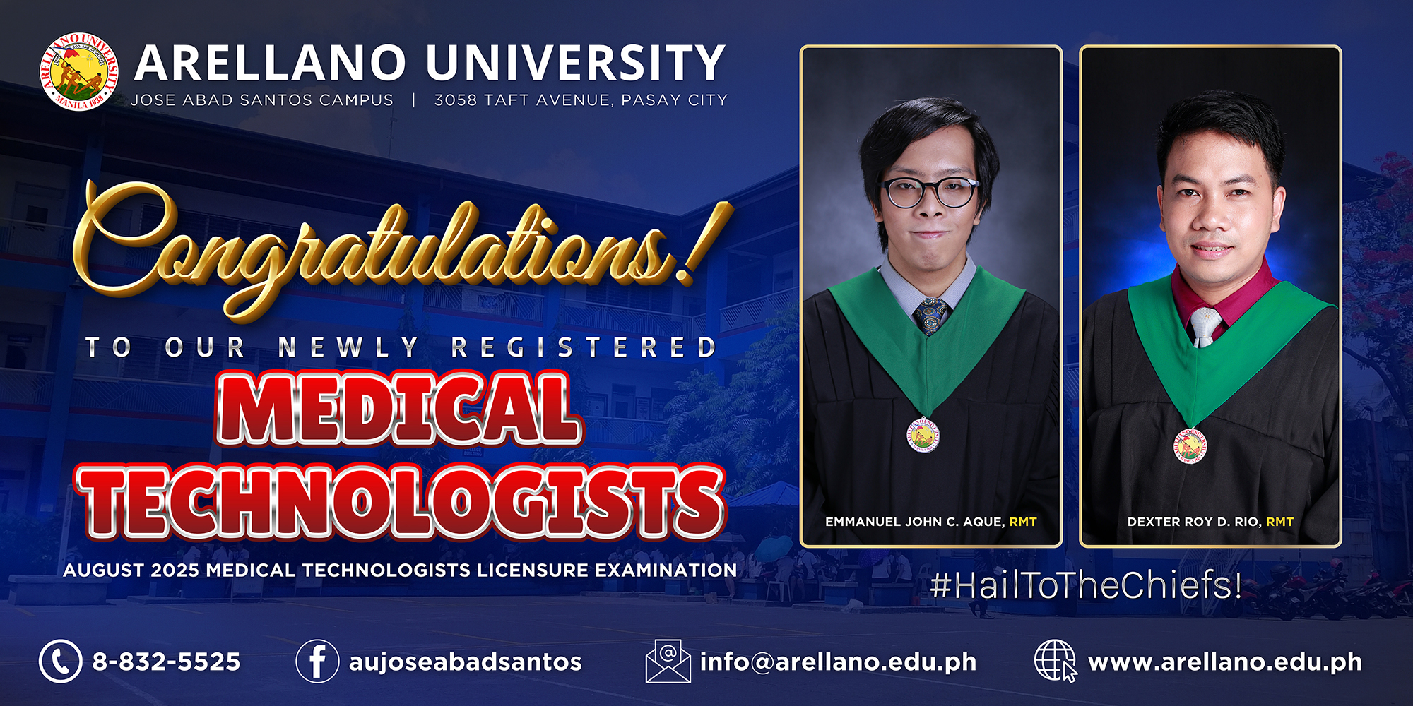 Arellano University Achieves Unprecedented 3 Consecutive 100% Passing Rate in Medical Technologist Licensure Examinations